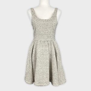 TL The Letter Womens Tweed Sleeveless Fit Flare Dress Beige Metallic size XS